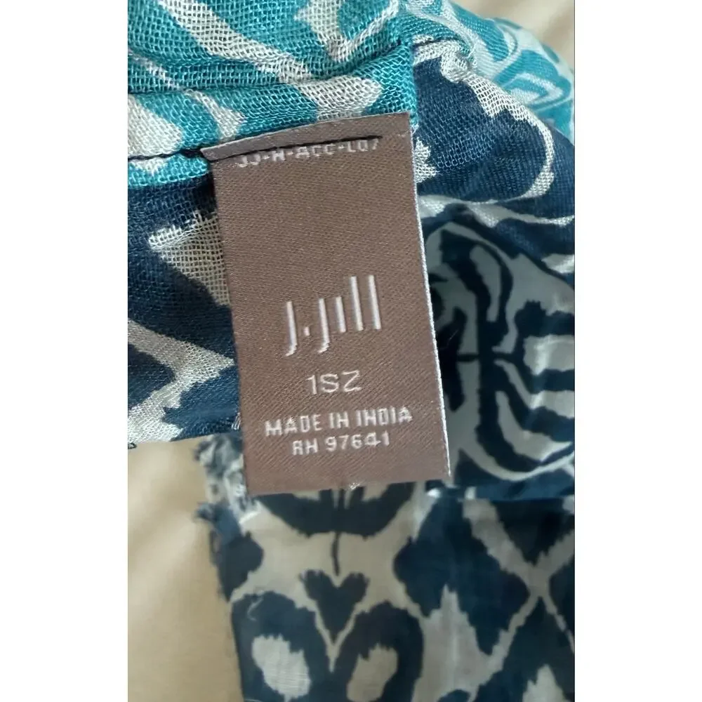 J. Jill Blue Reversible Print Infinity Scarf 100% Viscose Lightweight